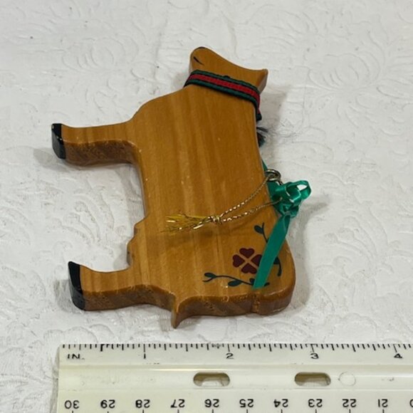 Vtg Wooden COW Hanging Holiday Ornament Handmade 4.25"x3" - Picture 9 of 12